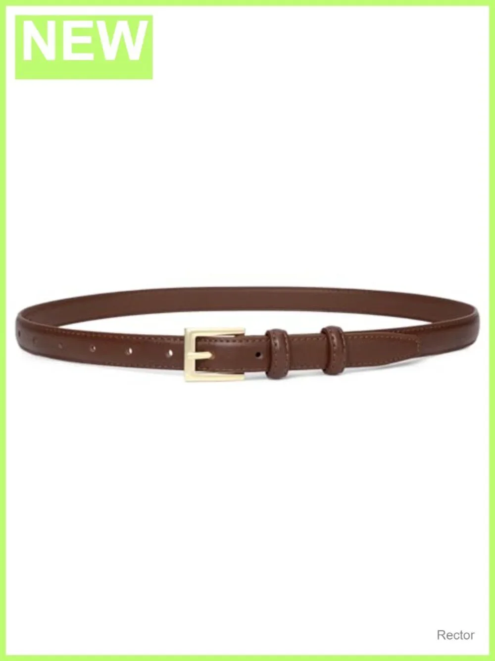 Genuine Leather Vintage Thin Belt Gold Buckle Waist Dress Belts for Women